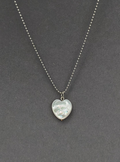MOTHER OF PEARL PUFFY HEART CHARM