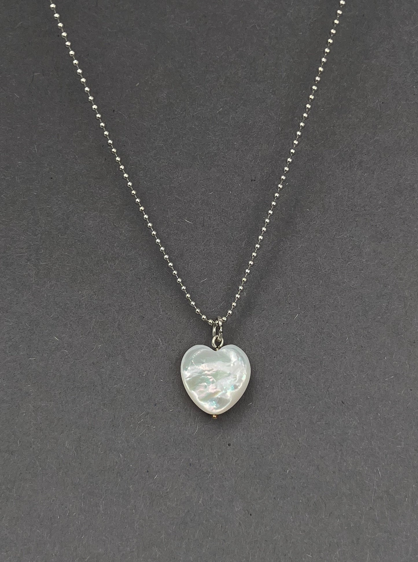 MOTHER OF PEARL PUFFY HEART CHARM