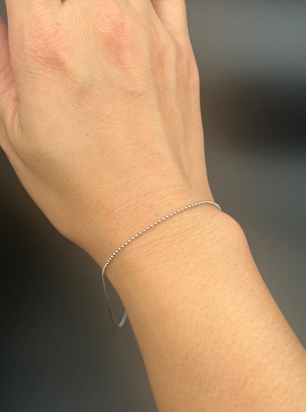 STERLING SILVER ROUND BEAD CHAIN 1.2MM