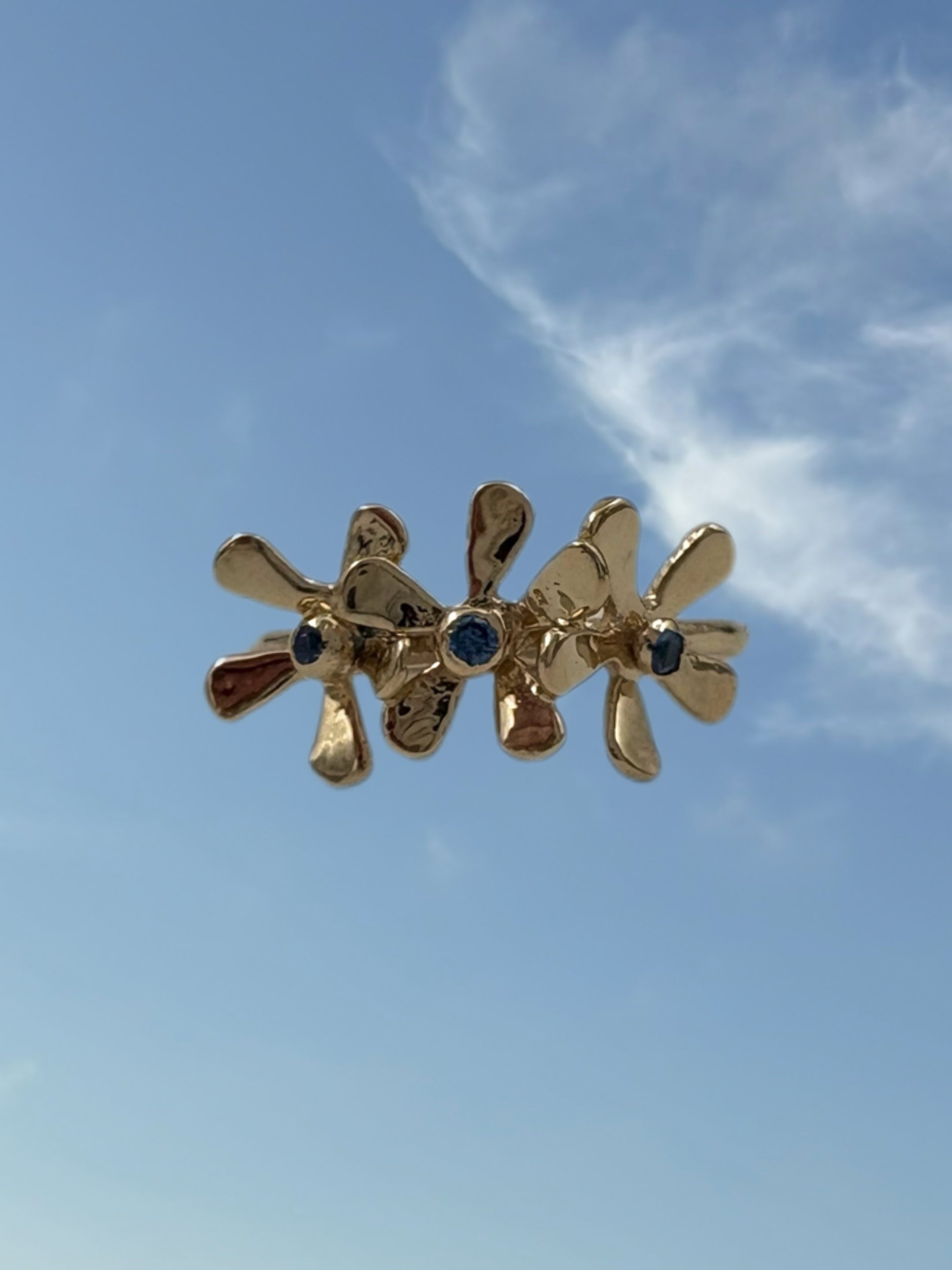 SAPPHIRE FLOWERS SHE SENT PINKY RING