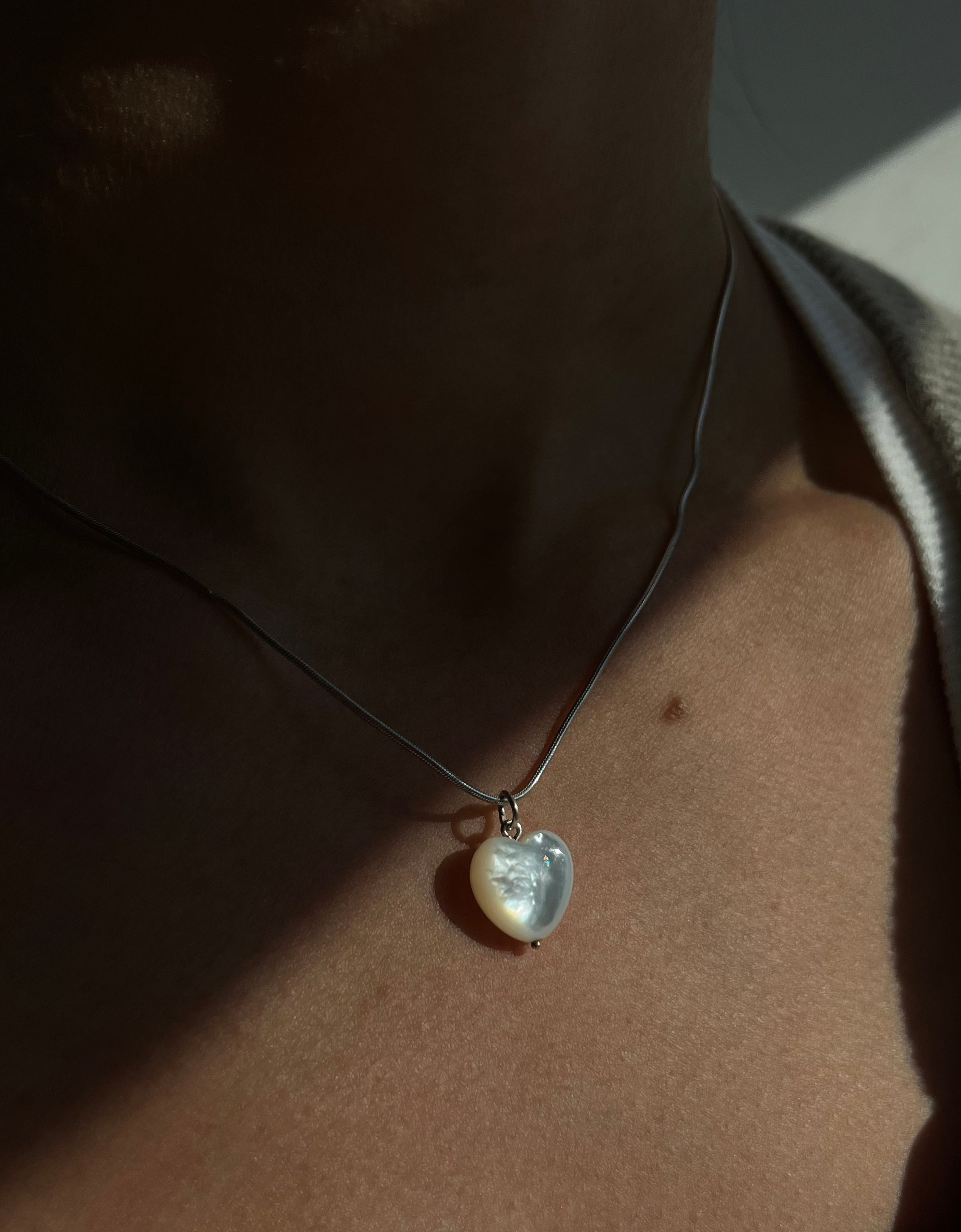 MOTHER OF PEARL PUFFY HEART CHARM