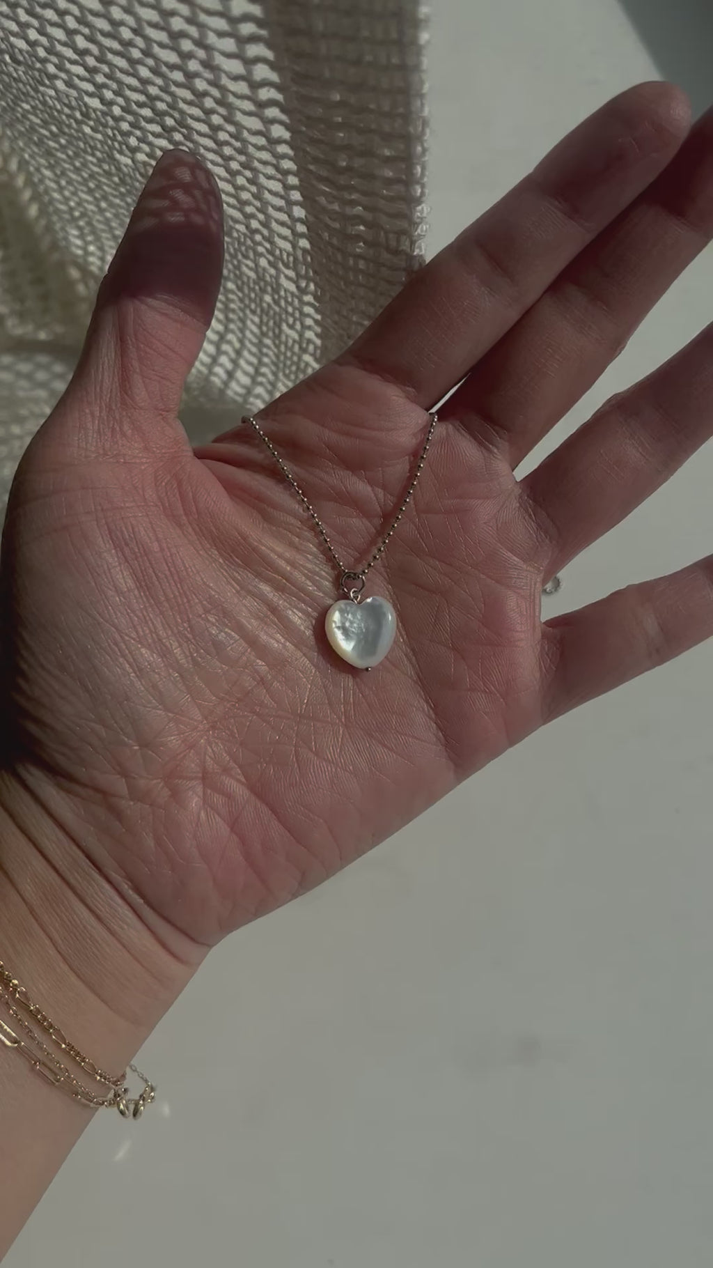 MOTHER OF PEARL PUFFY HEART CHARM