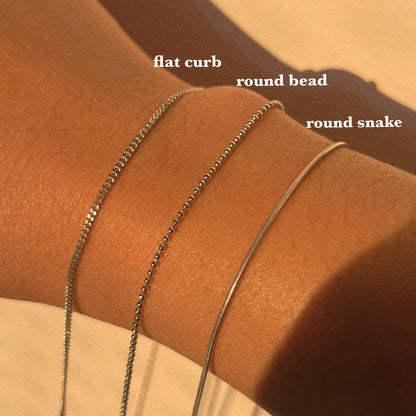 STERLING SILVER ROUND BEAD CHAIN 1.5MM
